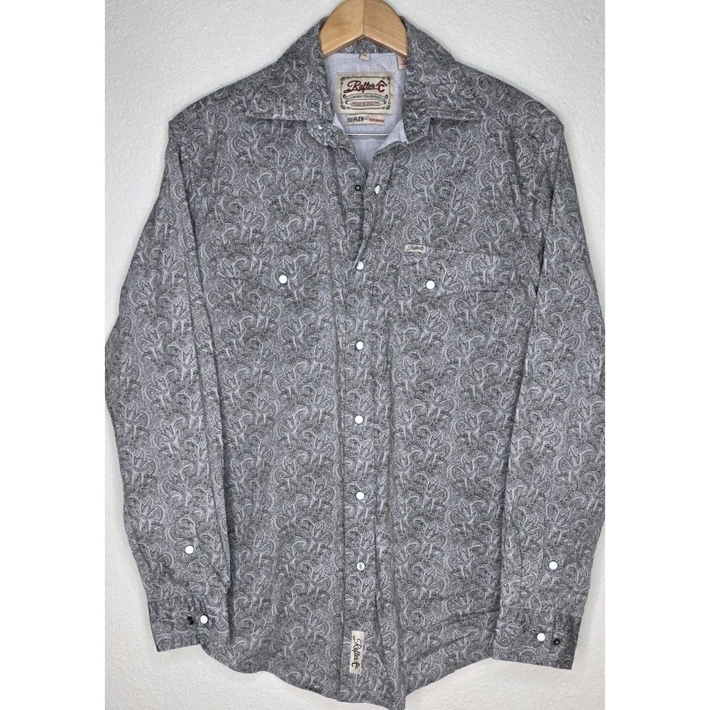 Rafter C Proflex Cowboy Button Shirt Men M Pearl Snap Paisley Western Rodeo